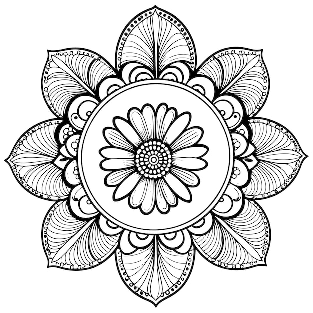 Luxury floral outline drawing coloring book pages line art sketch