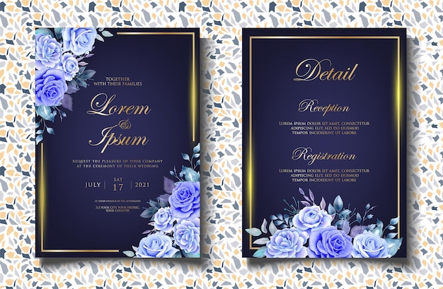豪華な花の結婚式の招待状のテンプレート