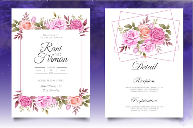 Luxury floral  wedding invitation template