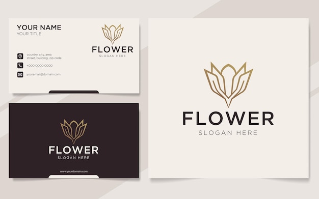 Роскошный цветочный логотип и шаблон визитной карточки