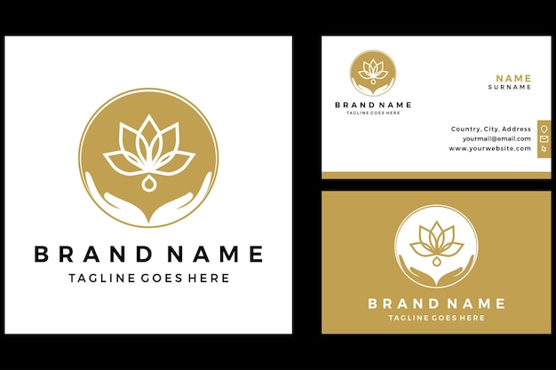 luxury flower logo for beauty, cosmetics, yoga and spa with business card