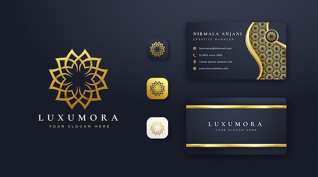 Vector luxury flower logo design with business card
