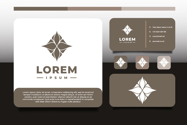 luxury flower logo template with business card