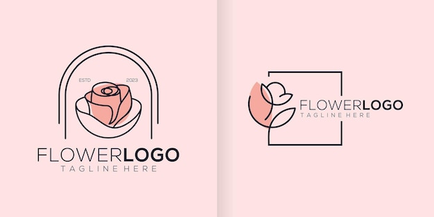 Luxury flower vector logotype Linear universal leaf floral logo