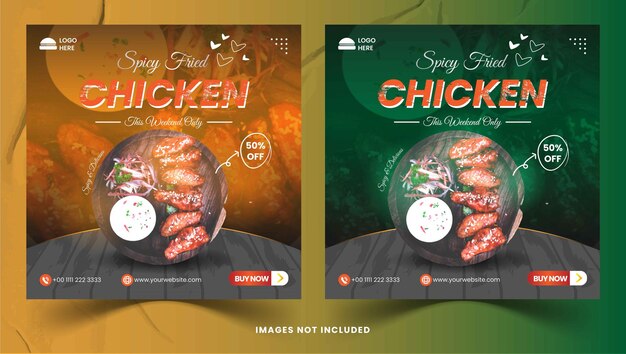 Luxury food menu delicious chicken instagram and facebook story template set