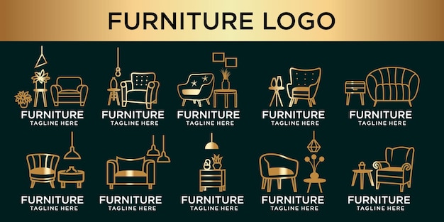 luxury furniture icon set logo design vector
