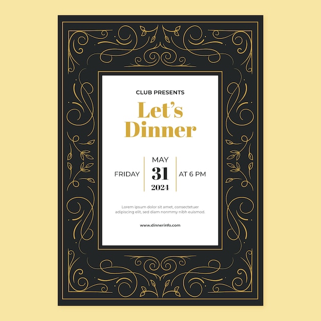 Luxury gala dinner poster template