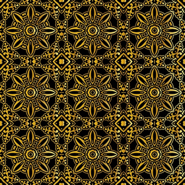 豪華な幾何学的な黒と金の色のシームレスなパターン