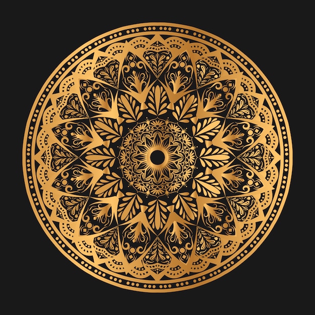 Роскошная геометрическая геометрическая мандала в золотистом цвете
