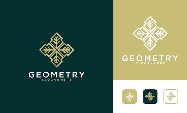 Luxury geometry leaf logo design