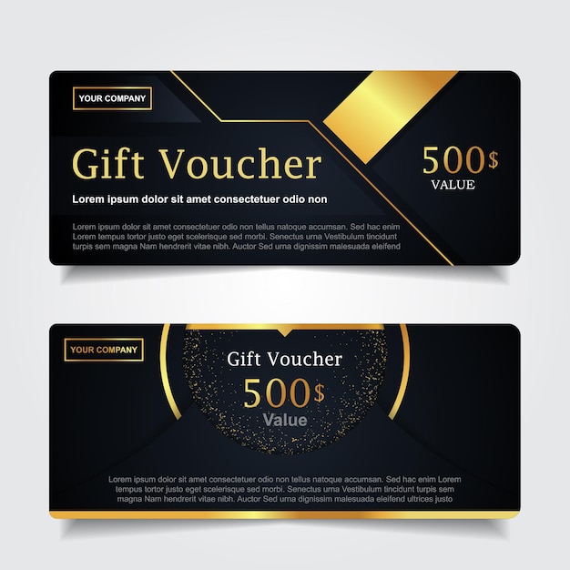 Luxury gift voucher with gold element decoration