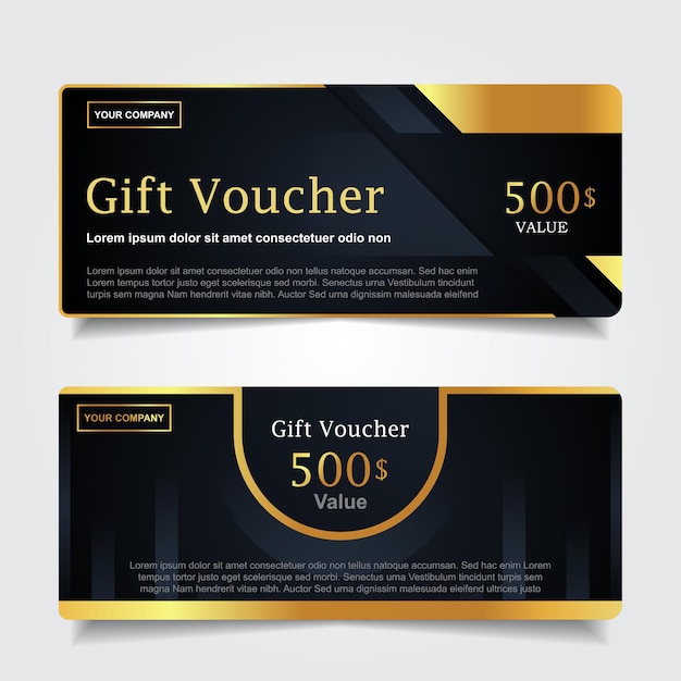 Luxury gift voucher with gold element decoration