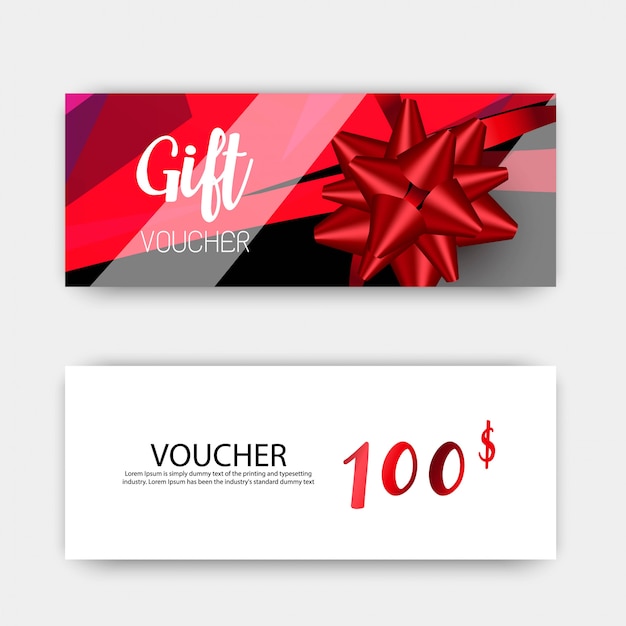 Luxury gift vouchers set. red and white color.