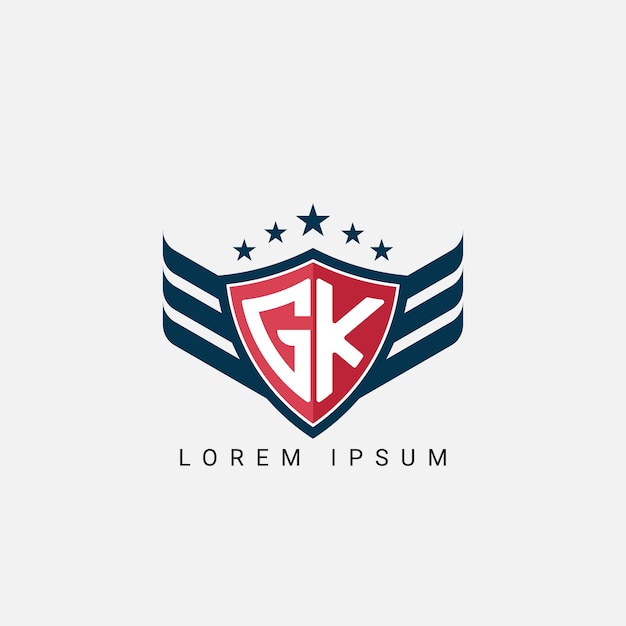 Luxury GK KG Letter Wing met Schild Logo sjabloon