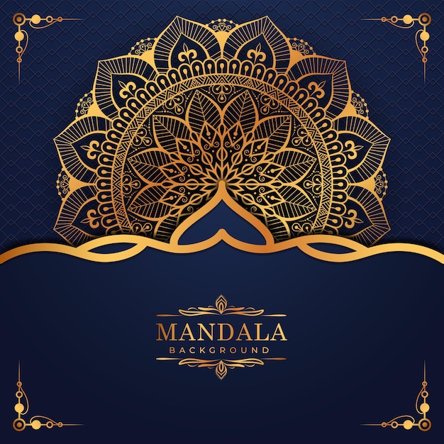 Modello di arabesco oro di lusso in sfondo mandala stile orientale islamico arabo vettore premium