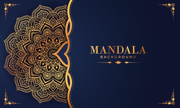 Modello di arabesco oro di lusso in sfondo mandala stile orientale islamico arabo vettore premium