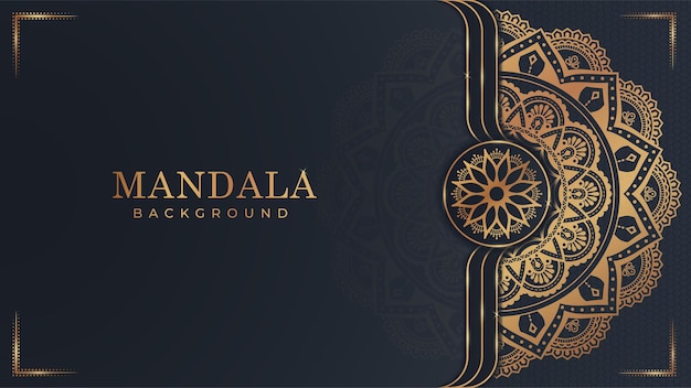 Motivo arabesco oro di lusso in stile orientale arabo islamico sfondo mandala vettore premium