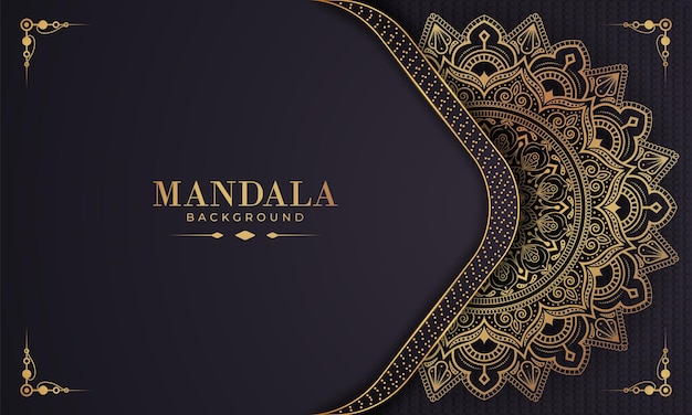 Motivo arabesco oro di lusso su sfondo mandala vettore premium in stile orientale islamico arabo