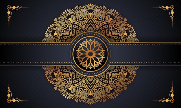 luxury gold arabesque pattern in mandala background Premium Vector