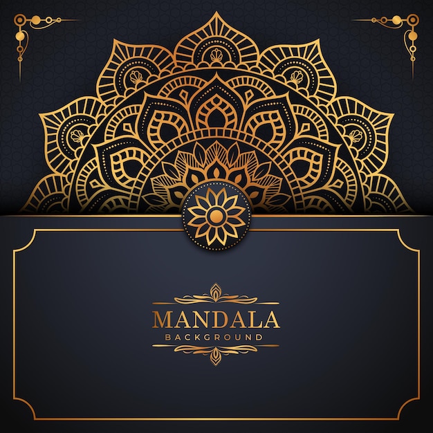 Luxury gold arabesque pattern in mandala background Premium Vector