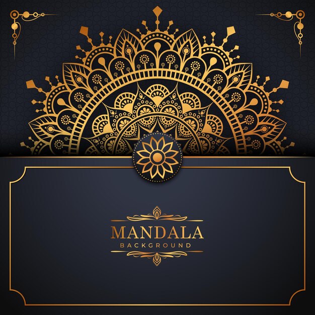 Luxury gold arabesque pattern in mandala background premium vector