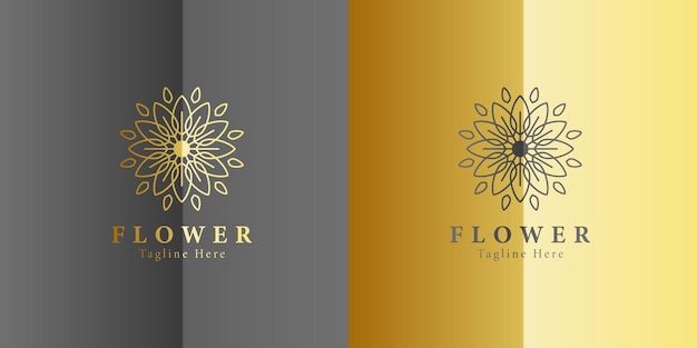 Luxury gold beauty flower spa logo template wellness design for health wellness business vector