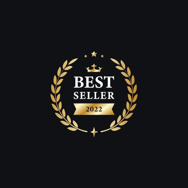 Luxury gold best seller badge medals logo design vector