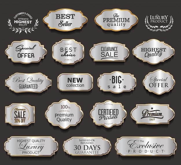 Vector luxury gold and black design elements collection