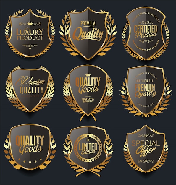 Luxury gold  and black shields