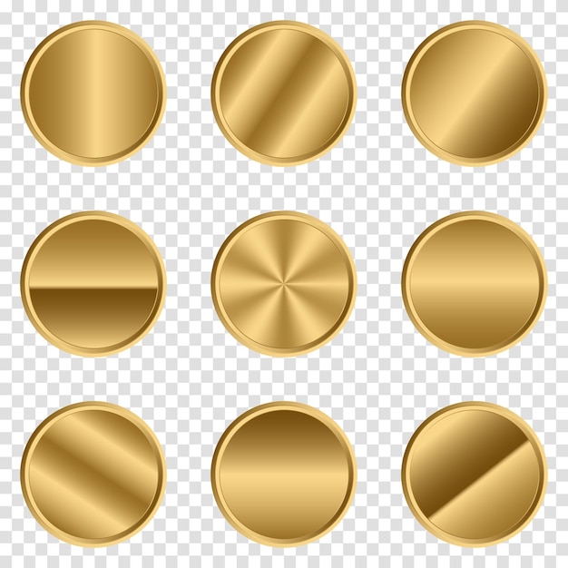 Luxury gold circle button Gold circle Realistic metal button Vector illustration