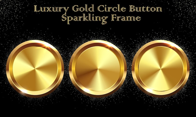 Vector luxury gold circle button sparkling frame vector