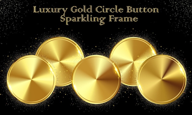 Luxury gold circle button sparkling frame vector