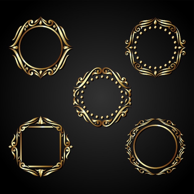 Vector luxury gold circle frame vector