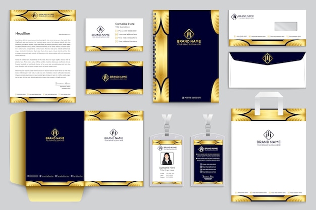 Vector luxury gold color stationery design