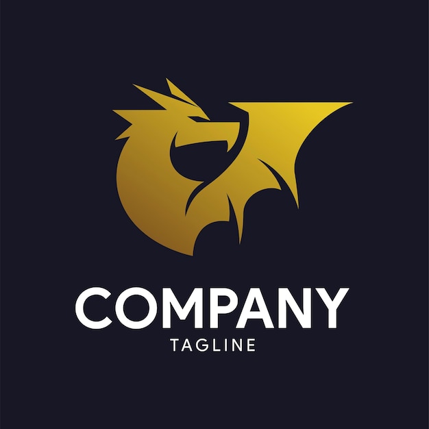 Вектор Роскошный дизайн логотипа золотого дракона