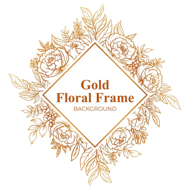 Luxury Gold Floral Frame Outline Decoration