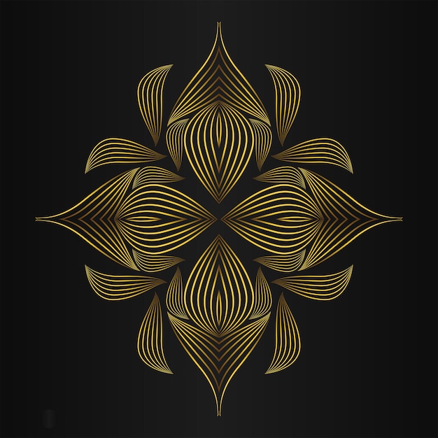 Luxury gold floral ornament on black background