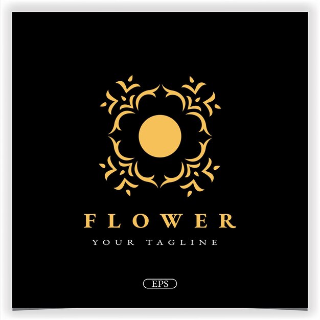 豪華な金の花ヴィンテージ ロゴ デザイン プレミアム エレガントなテンプレート ベクトル eps 10
