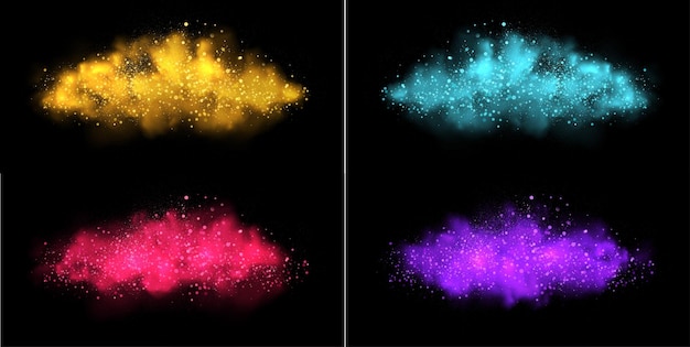 Vector luxury gold glitter particles on black background glowing lights effects glow sparkles vector