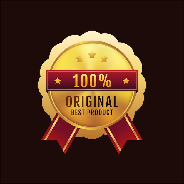 Luxury Gold Gradient 100 percent original ordinary product label badge design with vector.