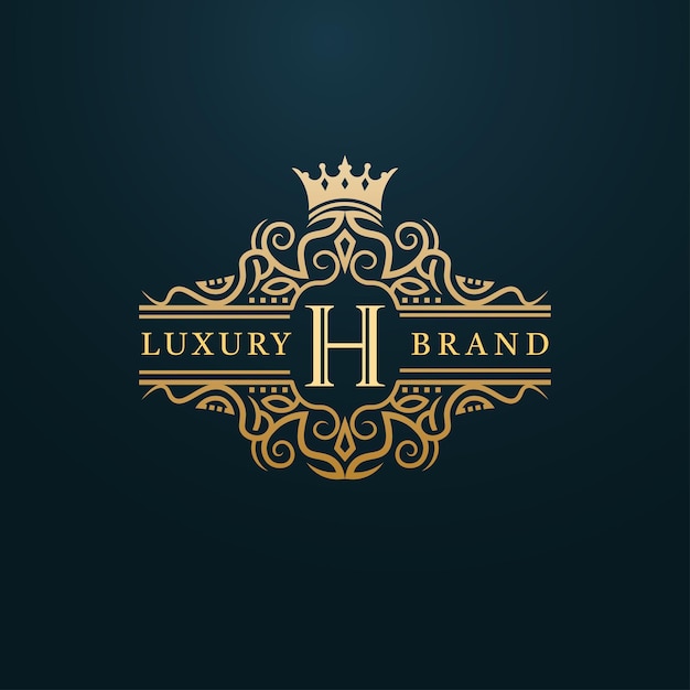 Luxury Gold H Letter Logo. Luxury Logo Initial Letter H Design