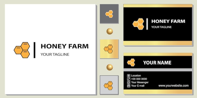 Modello premium di lusso oro miele farm logo con elegante biglietto da visita vettore eps 10
