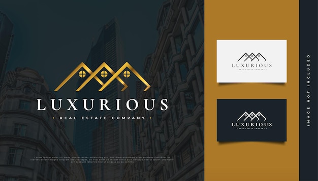 Luxury gold house logo design for real estate industry identity. construction, architecture or building logo design