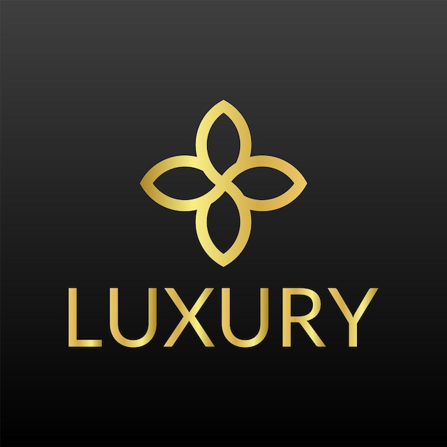 Luxury gold leaf logo design vector template