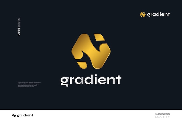 Дизайн логотипа Luxury Gold Letter N с абстрактной и минималистской концепцией
