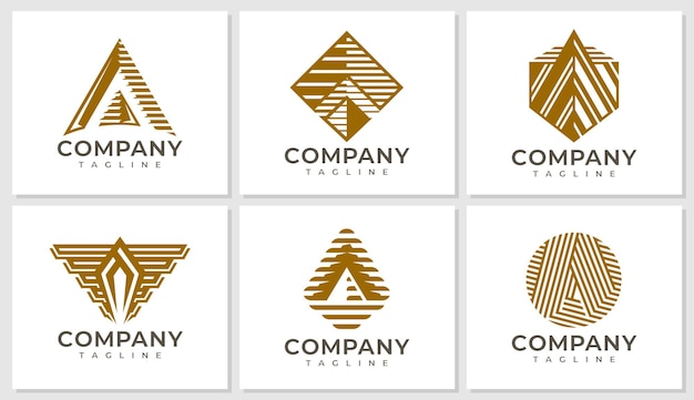 Vector luxury gold line letter a logo design template