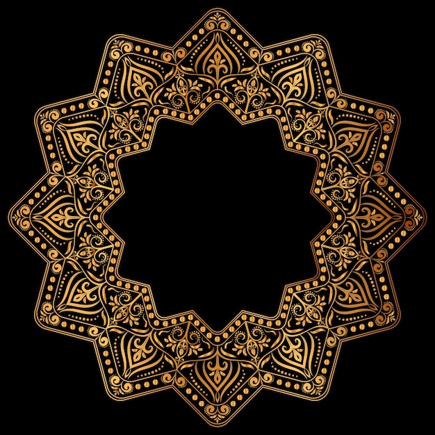 Lusso oro mandala sfondo nero stile etnico per feste islamiche e biglietto d'invito