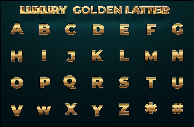 Luxury gold metal alphabet letter logo set