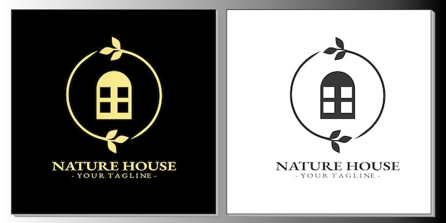 Роскошный золотой логотип дома природы премиум шаблон вектор eps 10