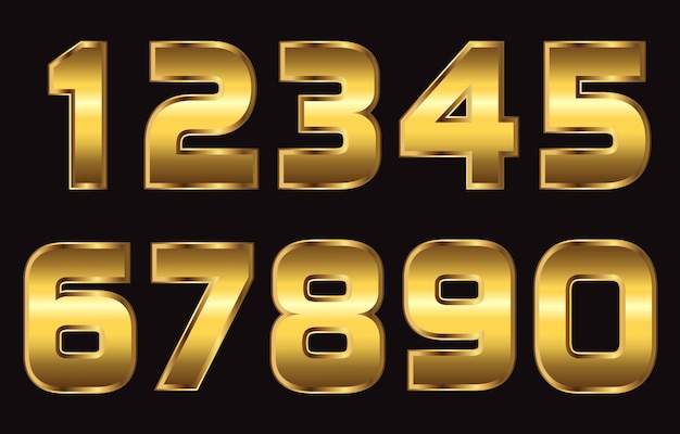 Premium Vector  Gold metal numbers set